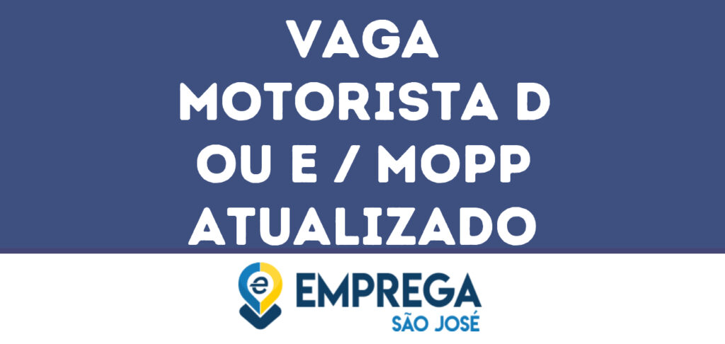 Motorista D Ou E / Mopp Atualizado-São José Dos Campos - Sp 1