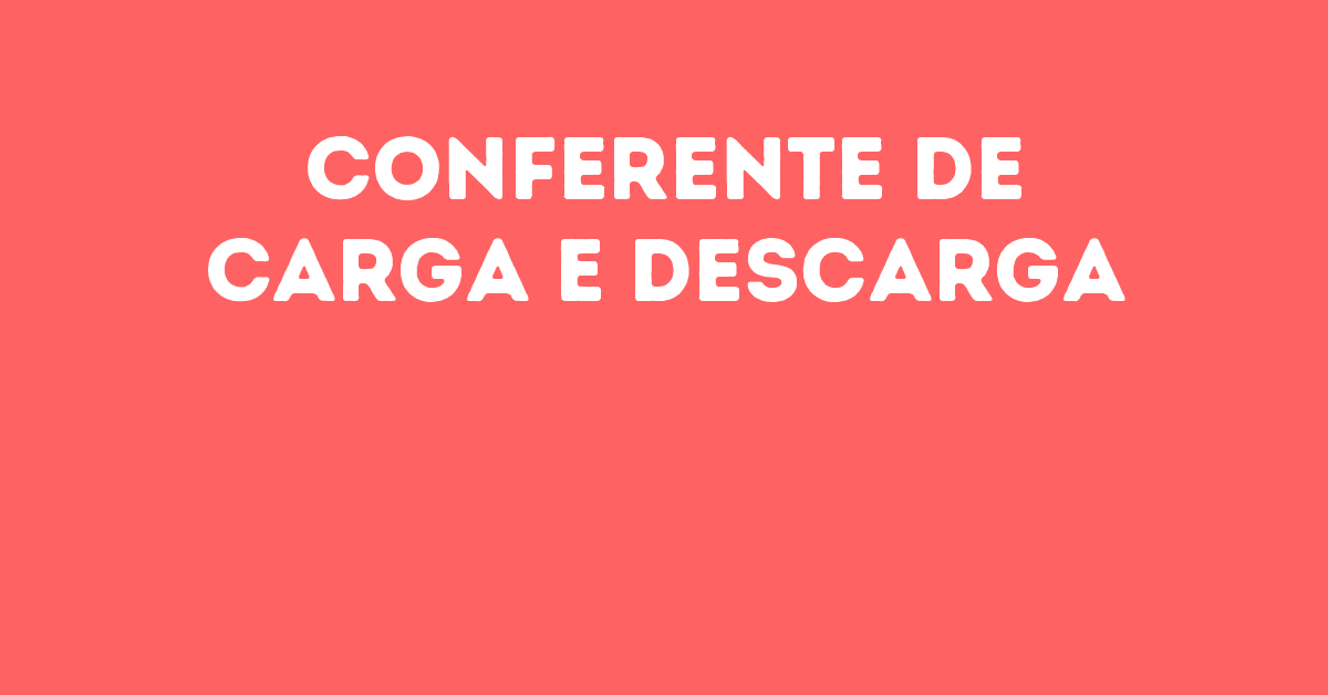 Conferente De Carga E Descarga-Guararema - Sp 283