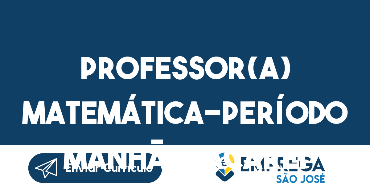 Professor(A) Matemática-Período Manhã-Jacarei - Sp 33