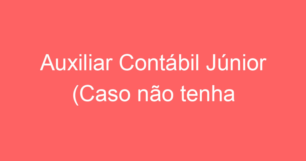 Auxiliar Contábil Júnior (Caso não tenha experiência veja nossa vaga de estágio) 1 Auxiliar Contábil Júnior (Caso não tenha experiência veja nossa vaga de estágio) 1