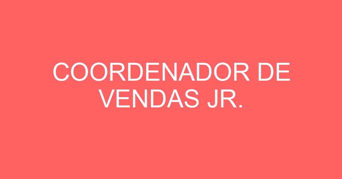 COORDENADOR DE VENDAS JR. 185