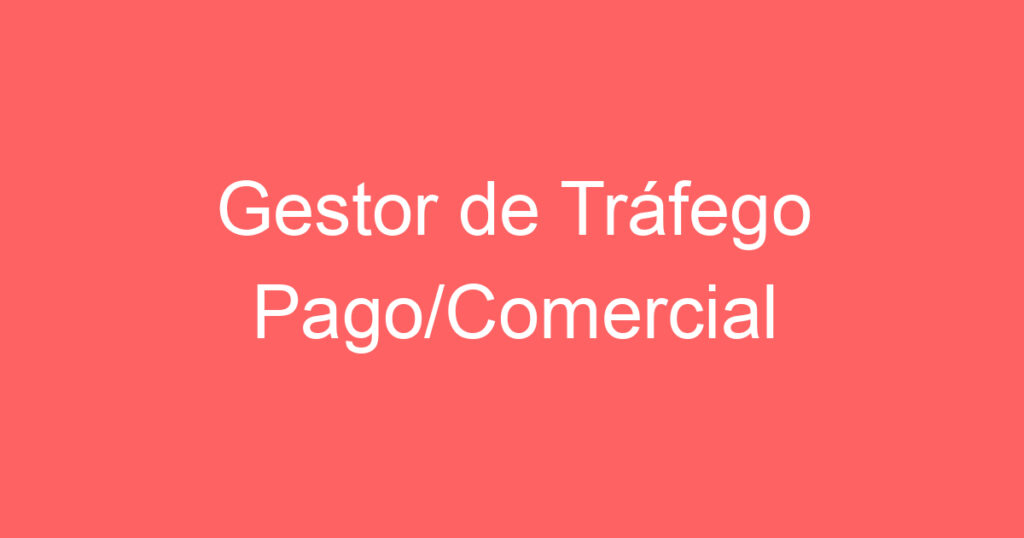 Gestor de Tráfego Pago/Comercial 1 Gestor de Tráfego Pago/Comercial 1