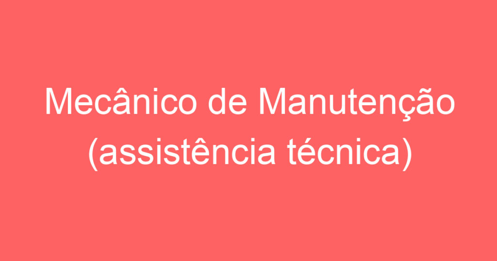 Mecânico de Manutenção (assistência técnica) 1