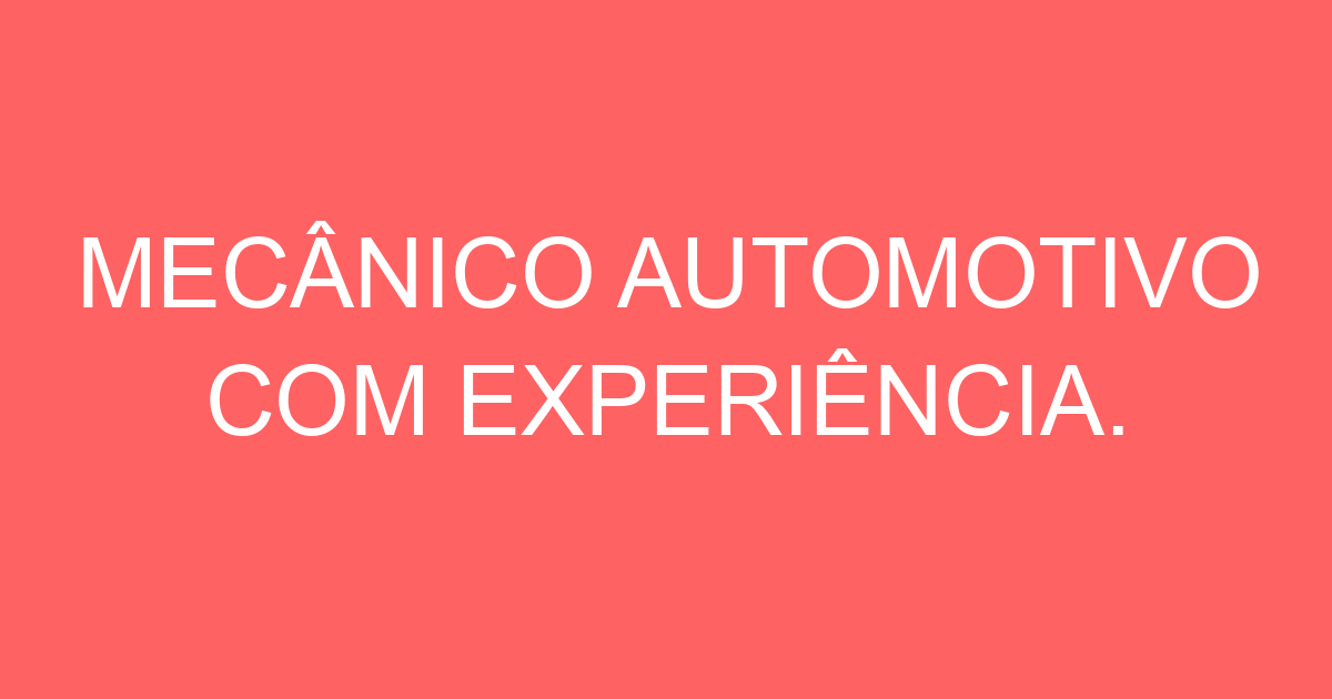 MECÂNICO AUTOMOTIVO COM EXPERIÊNCIA. 25