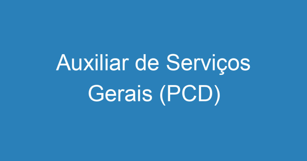 Auxiliar de Serviços Gerais (PCD) 1