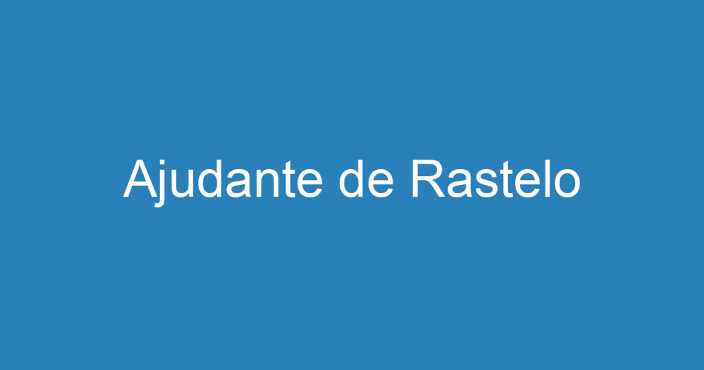 Ajudante de Rastelo 1 Ajudante de Rastelo 1