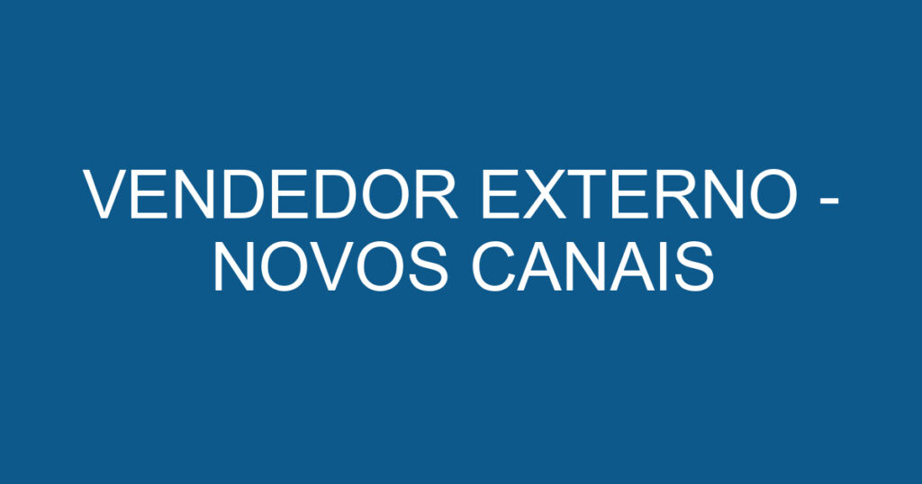 VENDEDOR EXTERNO - NOVOS CANAIS 1 VENDEDOR EXTERNO - NOVOS CANAIS 1