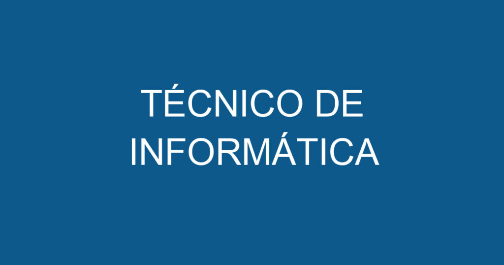 TÉCNICO DE INFORMÁTICA 1 TÉCNICO DE INFORMÁTICA 1