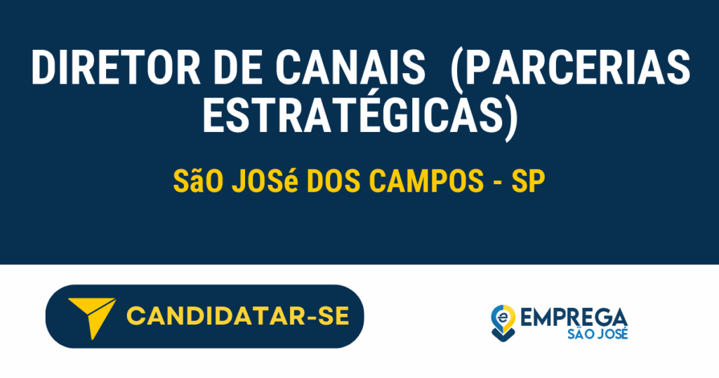 Vaga de Emprego DIRETOR DE CANAIS  (PARCERIAS ESTRATÉGICAS) - São José dos Campos - SP