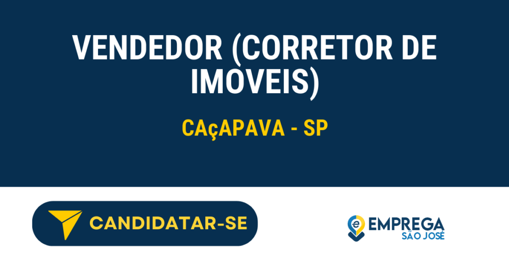 Vaga de Emprego VENDEDOR (CORRETOR DE IMOVEIS) - Caçapava - SP